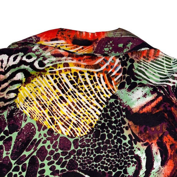 Mishka Women’s Multicolor Tie Waist Open Front Collared Blouse Sz PL - Picture 9 of 11